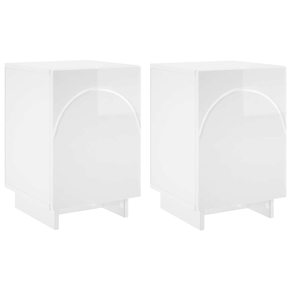 vidaXL Szafka Nocna 2 szt. Biały wysoki połysk 33,5 x 34,5 x 50 cm