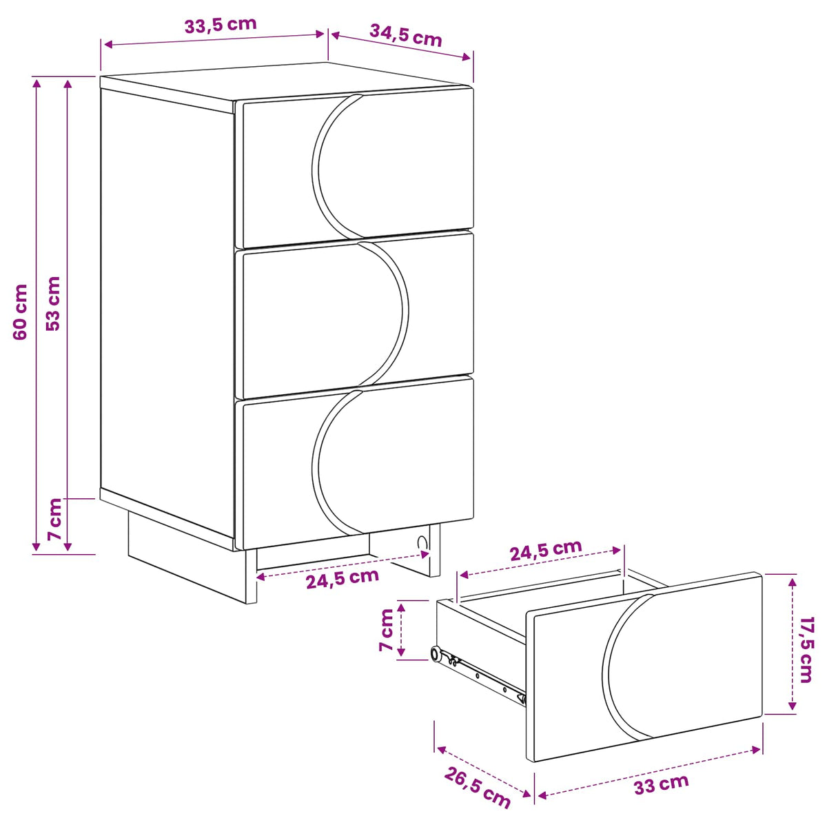 vidaXL Szafka Nocna 2 szt. Czarny 33,5 x 34,5 x 60 cm