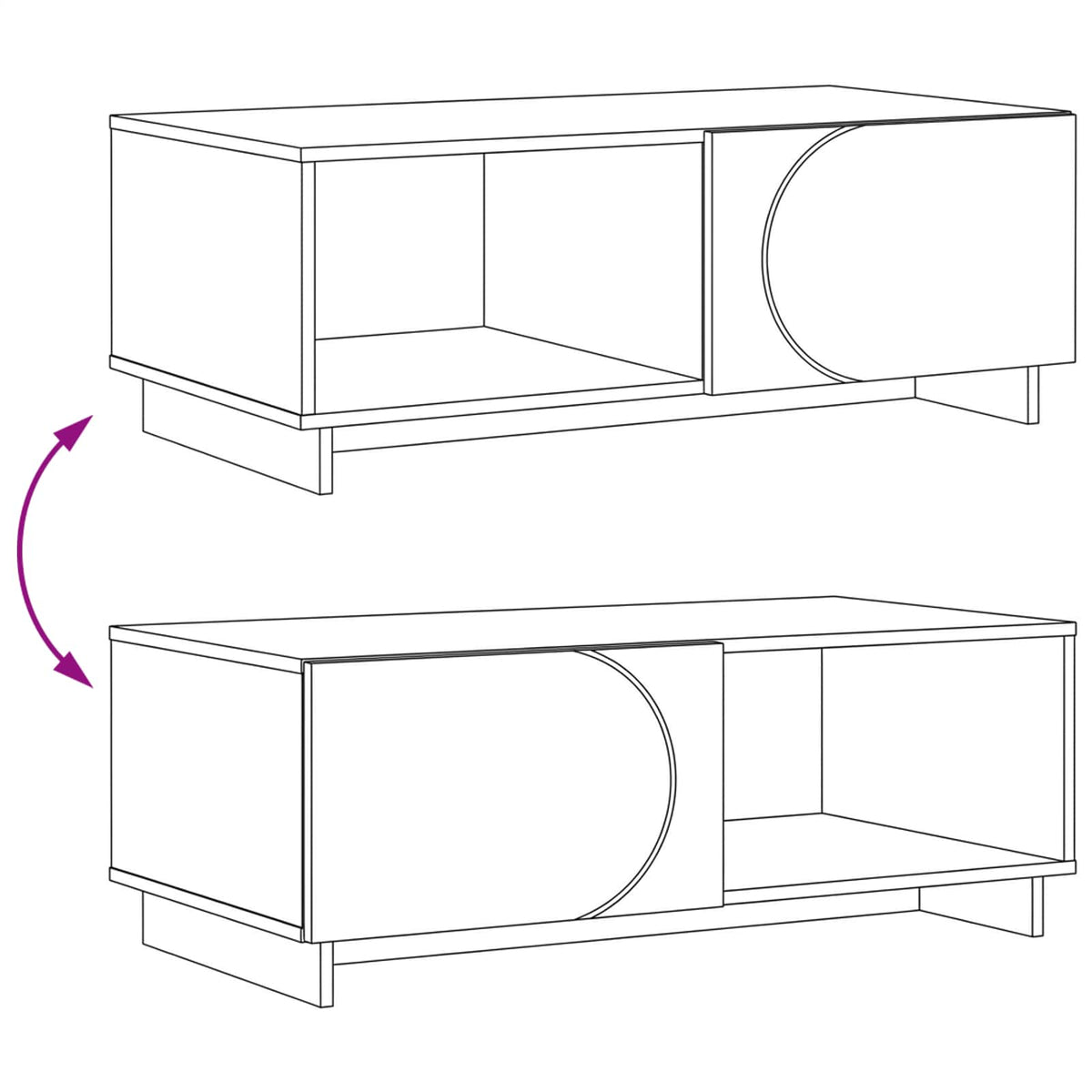 vidaXL Stolik kawowy Biały 95 x 50,5 x 35 cm Materiał drewnopochodny