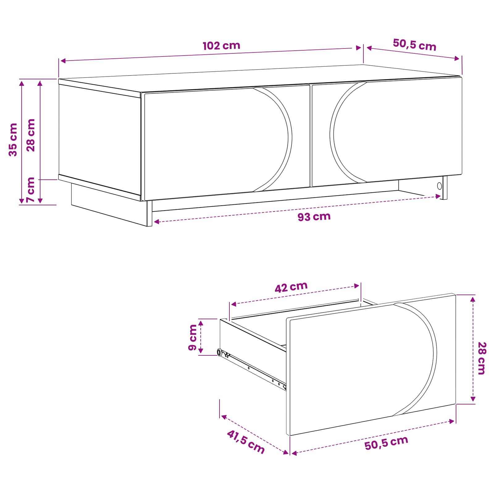 vidaXL Stolik kawowy Dąb wędzony 102 x 50,5 x 35 cm Płyta meblowa