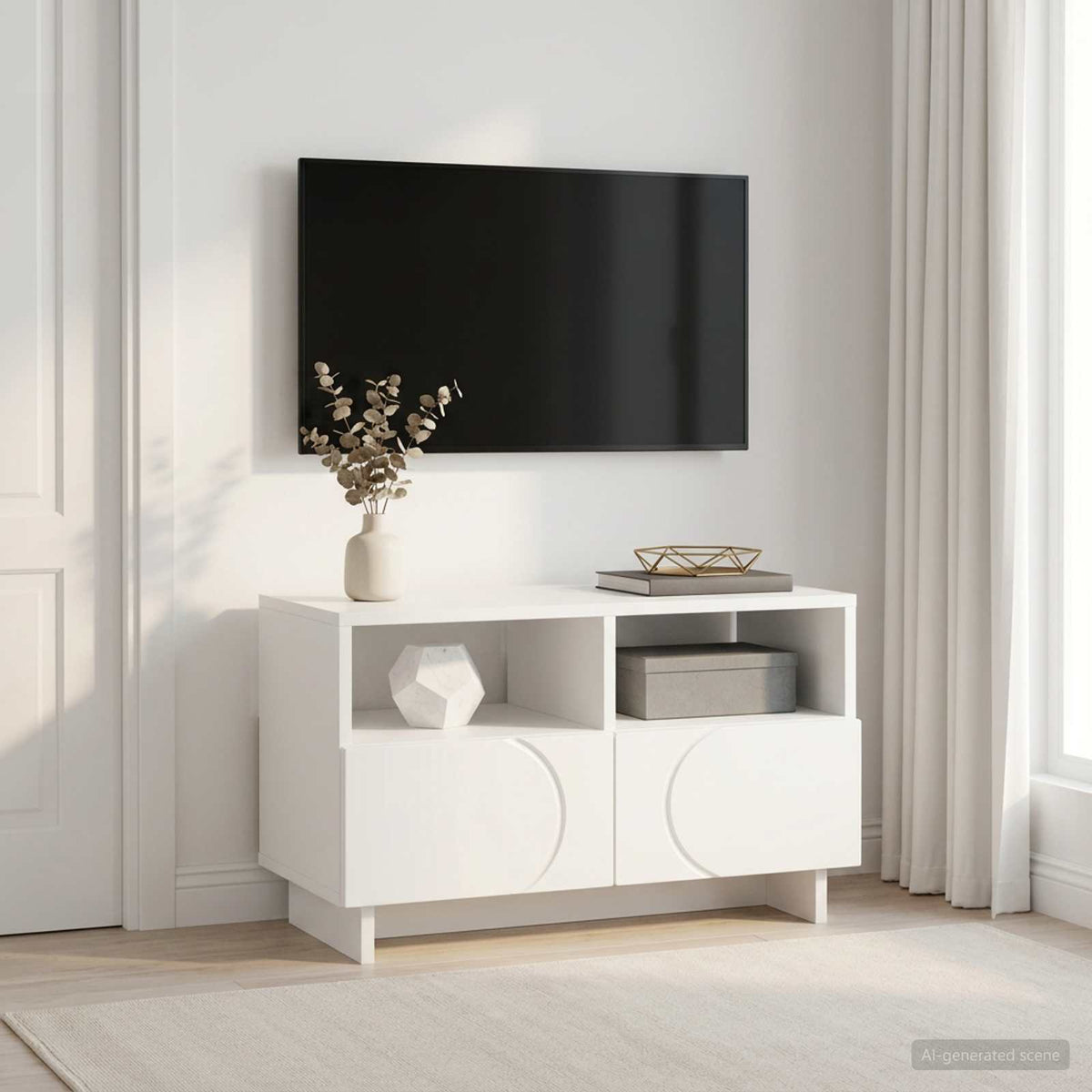 vidaXL Stół pod telewizor 60 x 34.5 x 40 cm Biały Drewno inżynieryjne