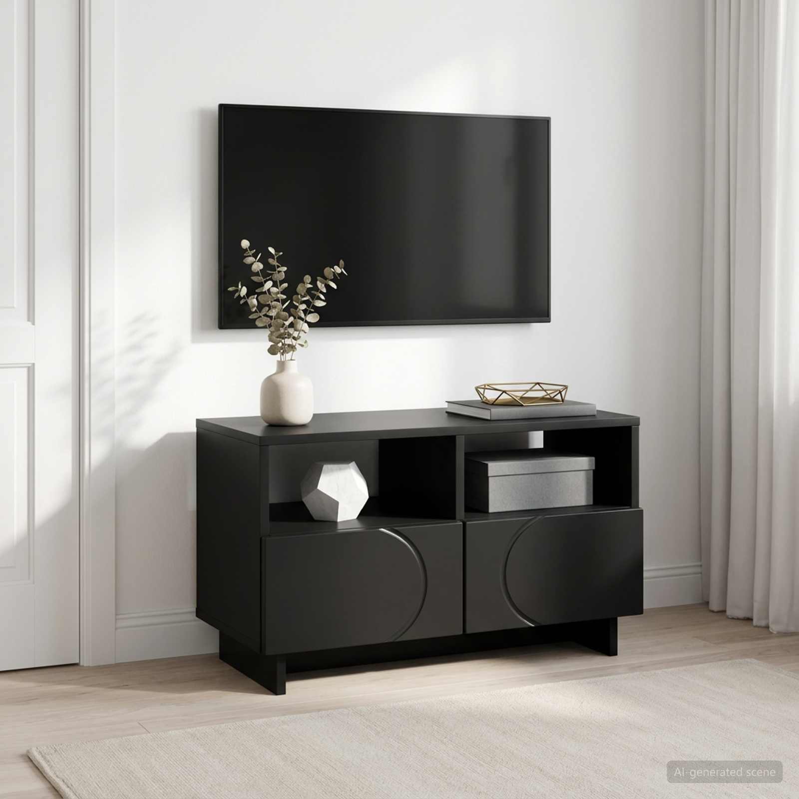 vidaXL Stół pod telewizor 60 x 34,5 x 40 cm Czarny Drewno inżynieryjne