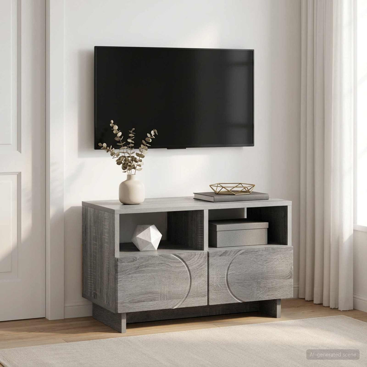 vidaXL Stół pod telewizor 60 x 34,5 x 40 cm Szary Sonoma