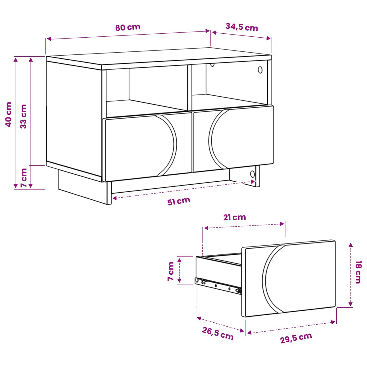 vidaXL Stół pod telewizor 60 x 34.5 x 40 cm Dąb artisan