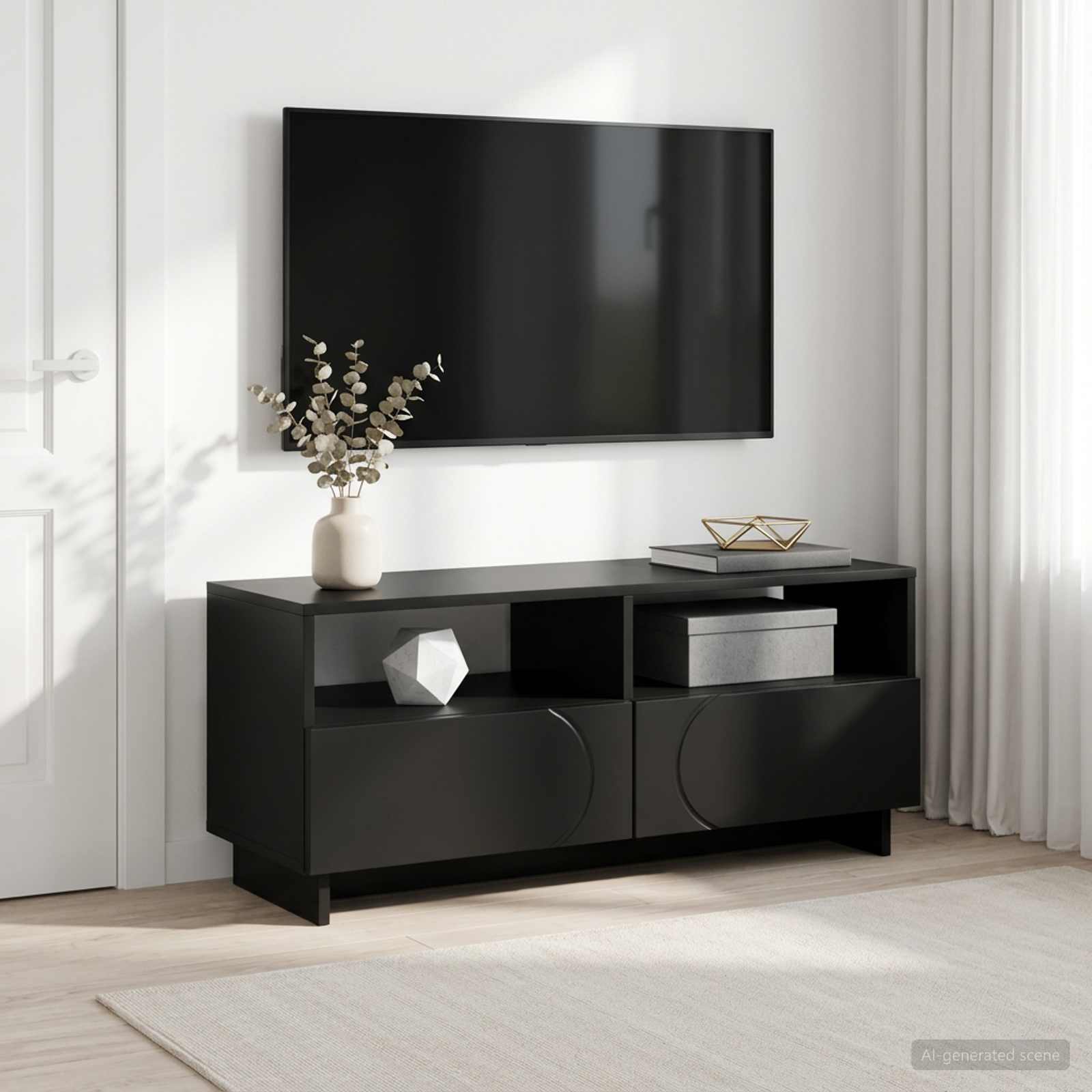 vidaXL Stół pod telewizor 90 x 34.5 x 40 cm Czarny Drewno inżynieryjne