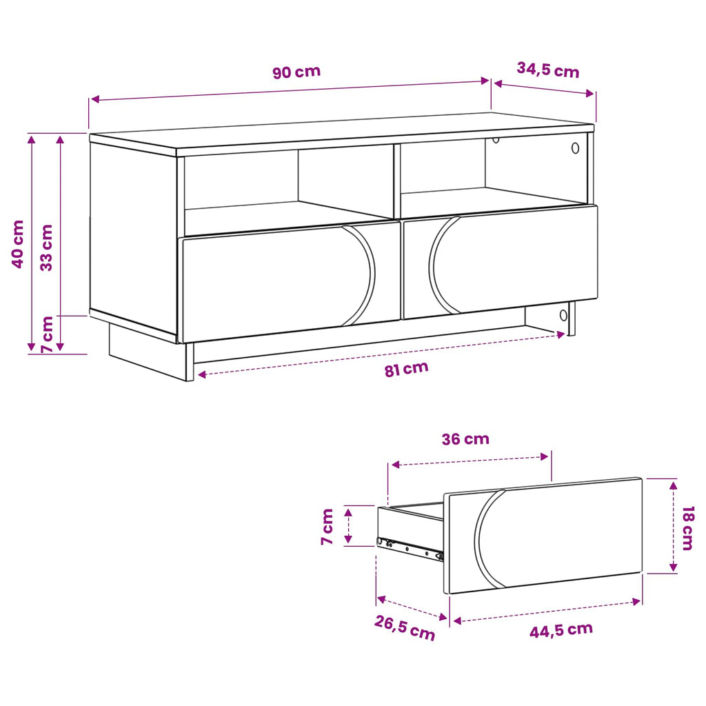 vidaXL Stół pod telewizor 90 x 34.5 x 40 cm Betonowy szary