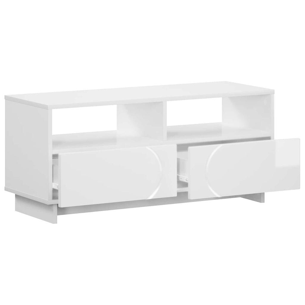 vidaXL Stół pod telewizor 90 x 34.5 x 40 cm Biały wysoki połysk