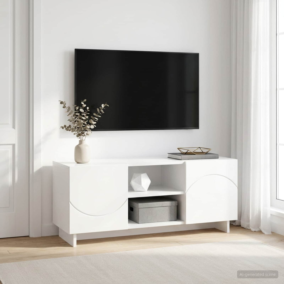 vidaXL Stół pod telewizor 90 x 34.5 x 40 cm Biały Drewno inżynieryjne