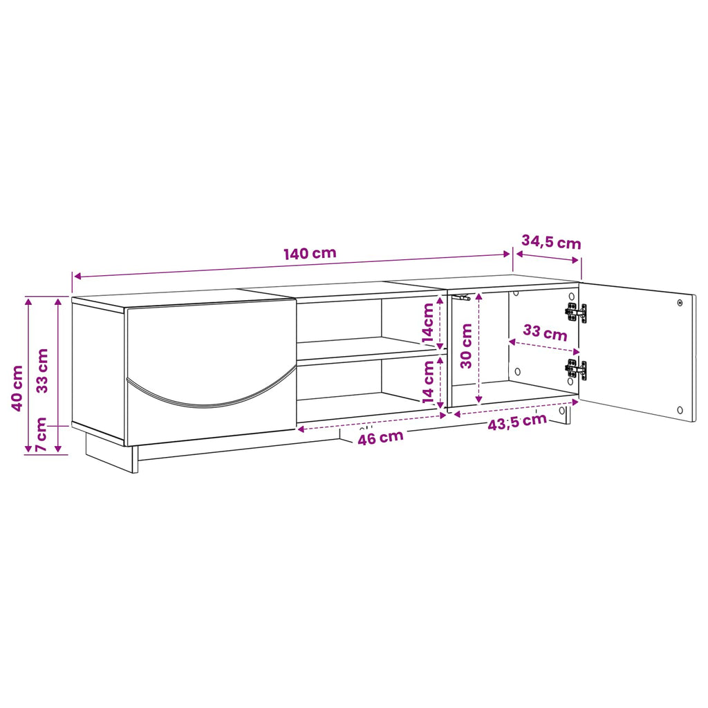 vidaXL Stół pod telewizor 140 x 34,5 x 40 cm Betonowy szary
