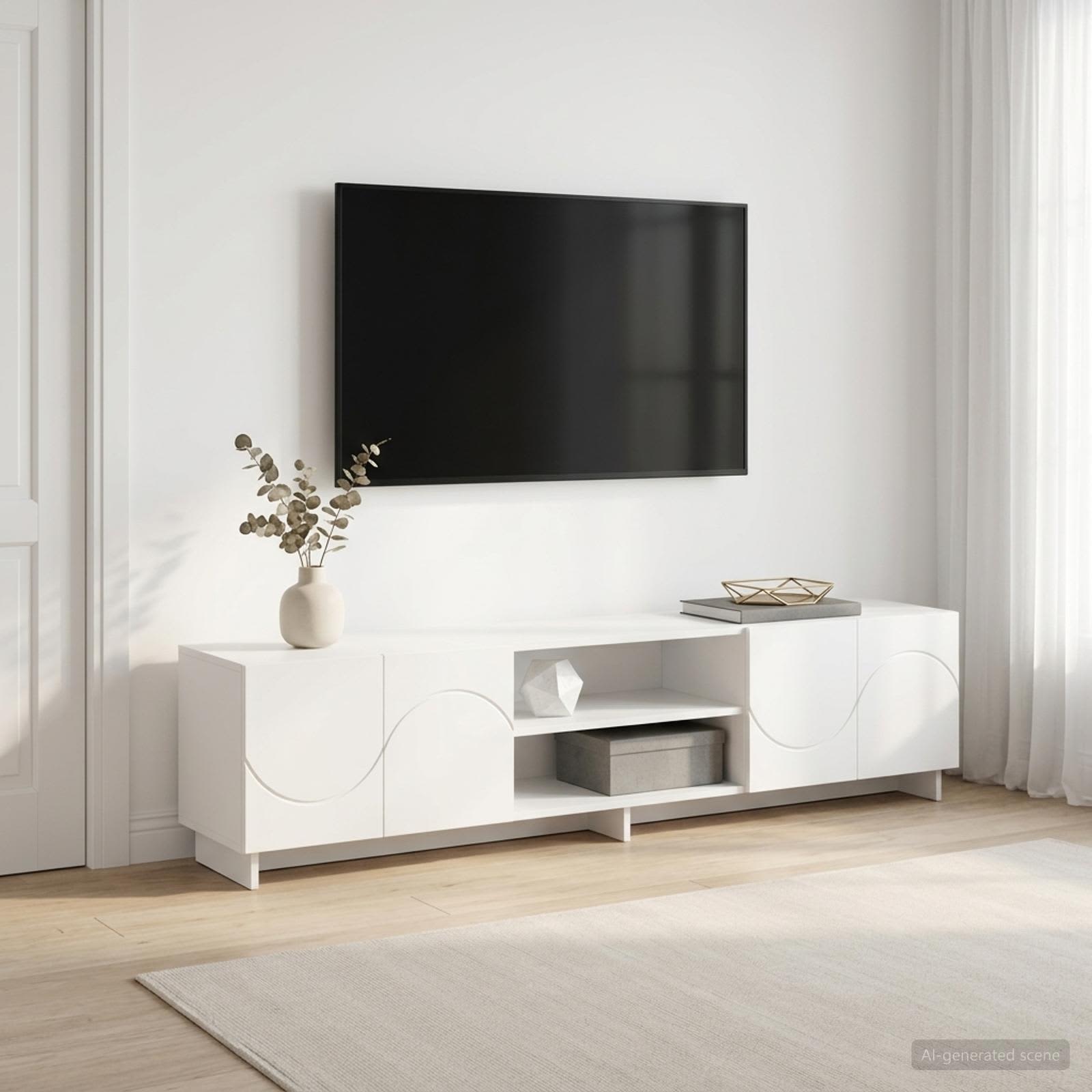 vidaXL Stół pod telewizor 180 x 34,5 x 40 cm Biały Drewno inżynieryjne