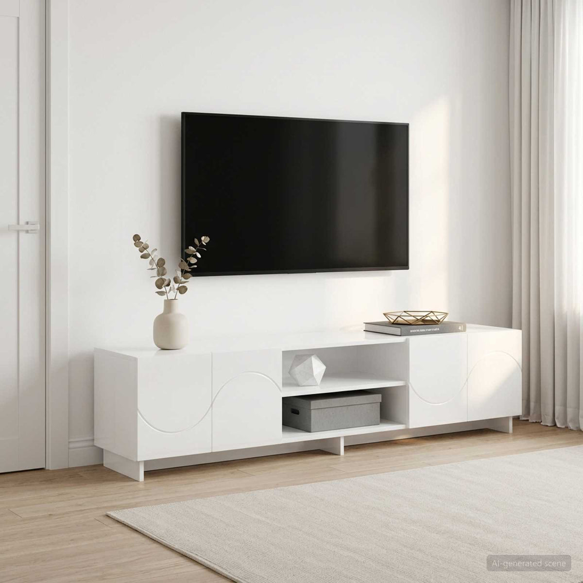vidaXL Stół pod telewizor 180 x 34,5 x 40 cm Biały wysoki połysk