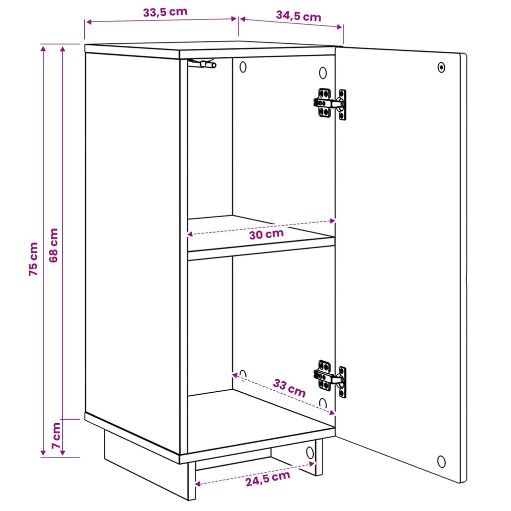 vidaXL Komoda Dąb wędzony 33,5 x 34,5 x 75 cm Drewno inżynieryjne