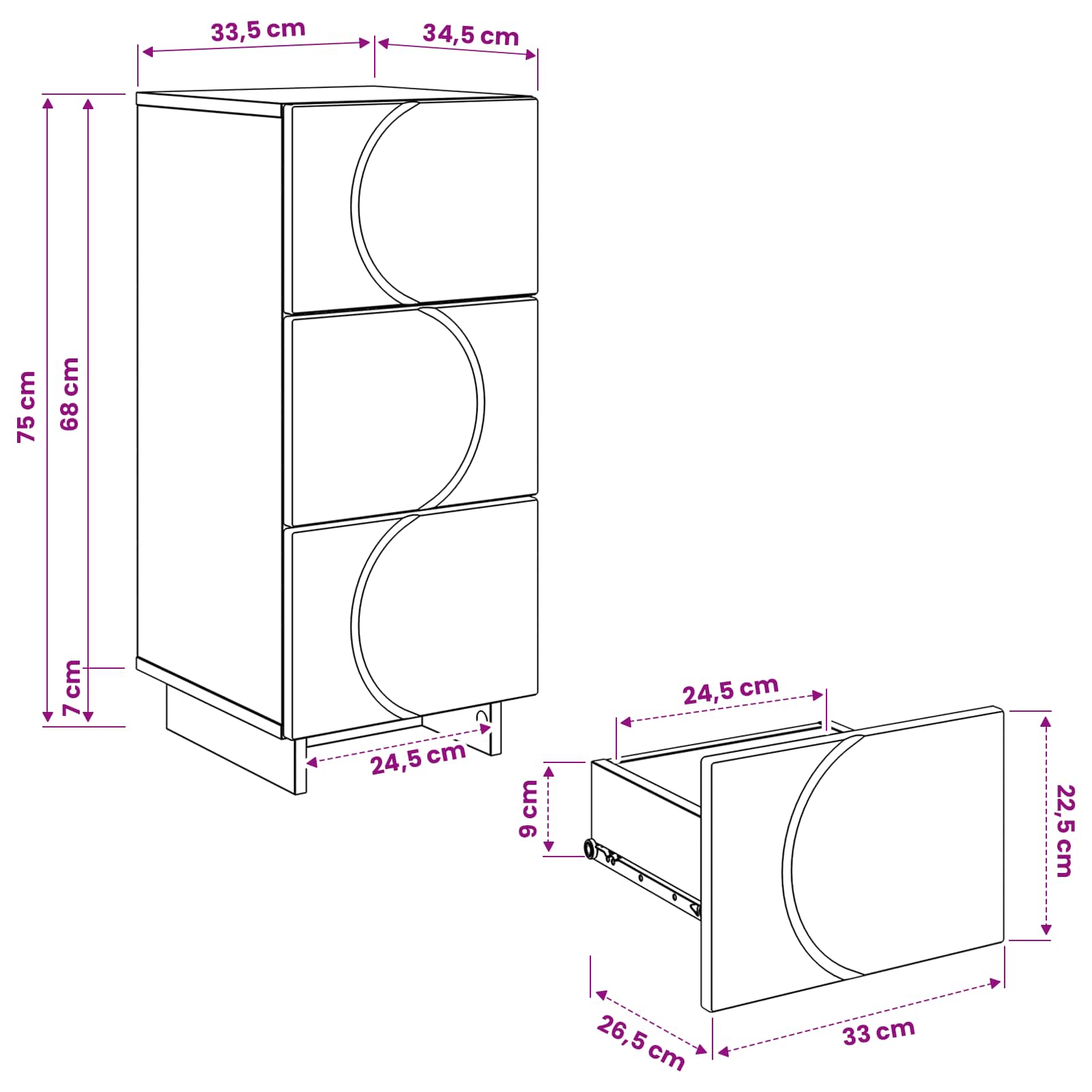 vidaXL Komoda Dąb artisan 33,5 x 34,5 x 75 cm Drewno inżynieryjne