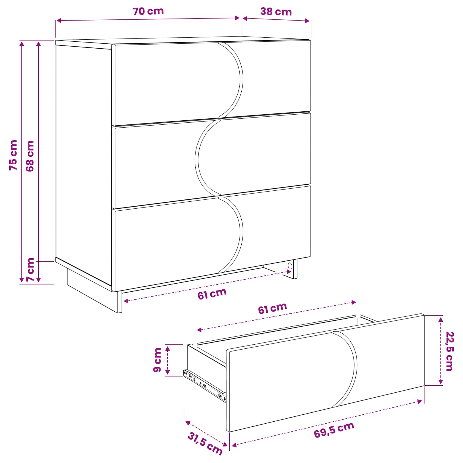 vidaXL Bufet Czarny 70 x 38 x 75 cm Drewno inżynieryjne