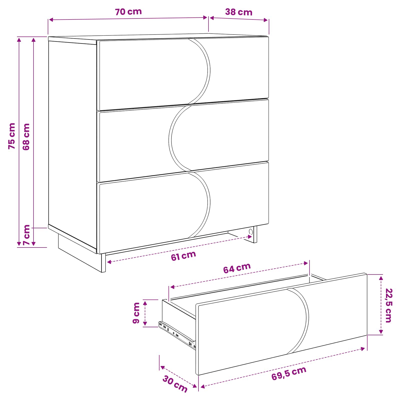 vidaXL Bufet dąb Sonoma 70 x 38 x 75 cm Drewno inżynieryjne