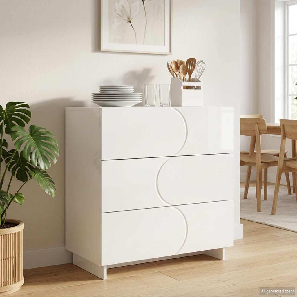 vidaXL Bufet Biały wysoki połysk 70 x 38 x 75 cm Drewno inżynieryjne
