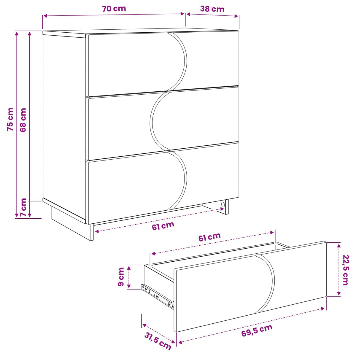 vidaXL Bufet Szary Sonoma 70 x 38 x 75 cm Drewno inżynieryjne