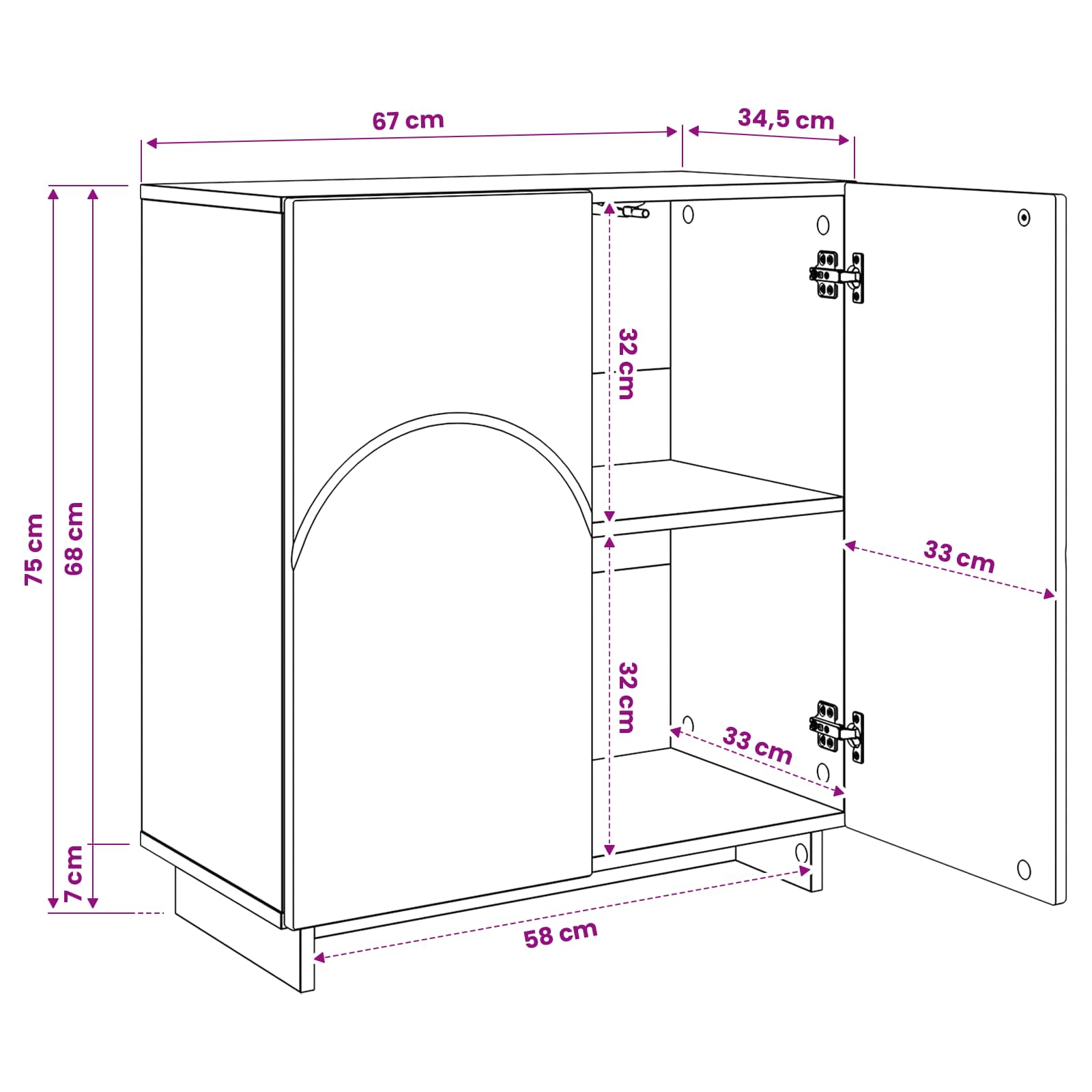 vidaXL Komoda Czarny 67 x 34,5 x 75 cm Materiał drewnopochodny