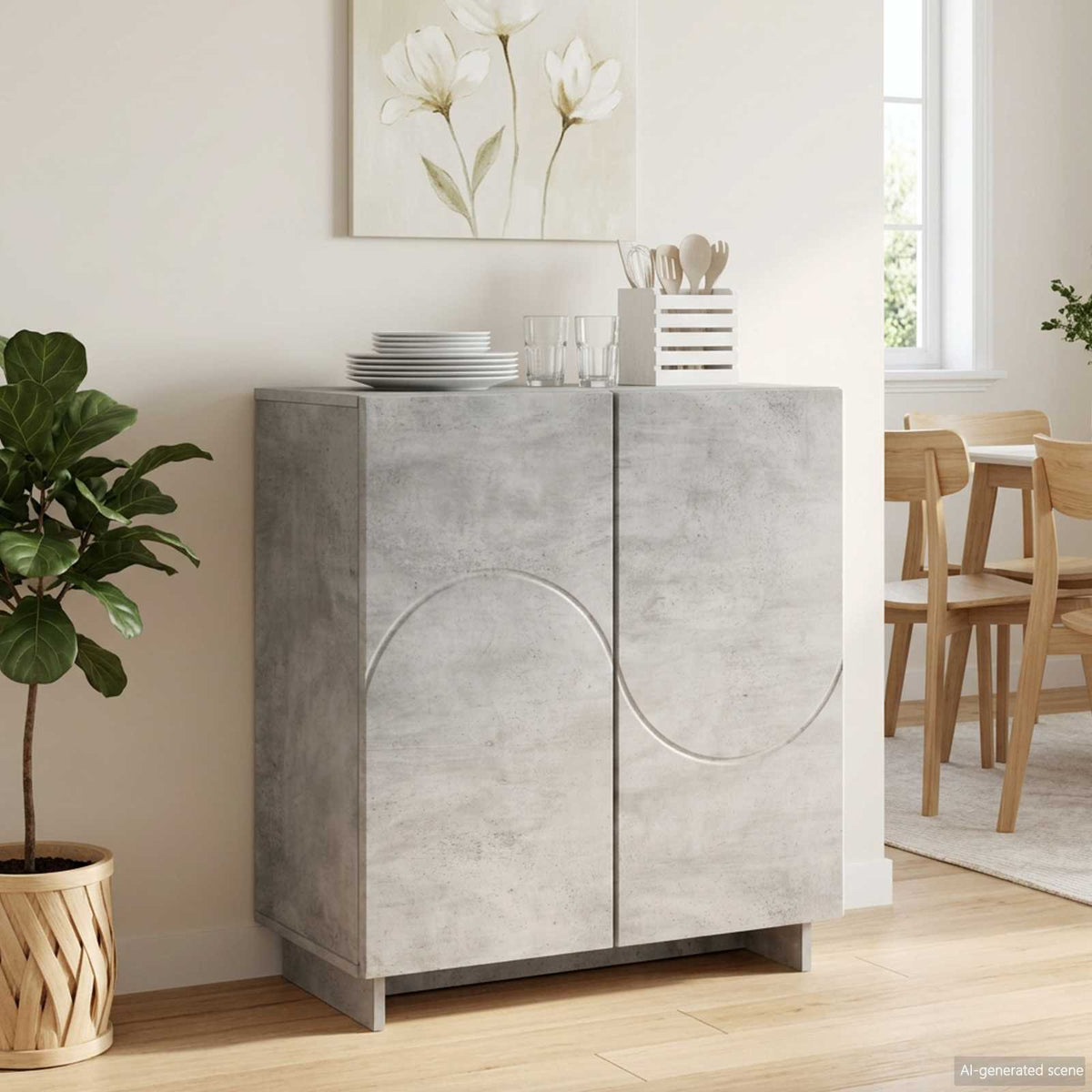 vidaXL Komoda Betonowy szary 67 x 34,5 x 75 cm Materiał drewnopochodny