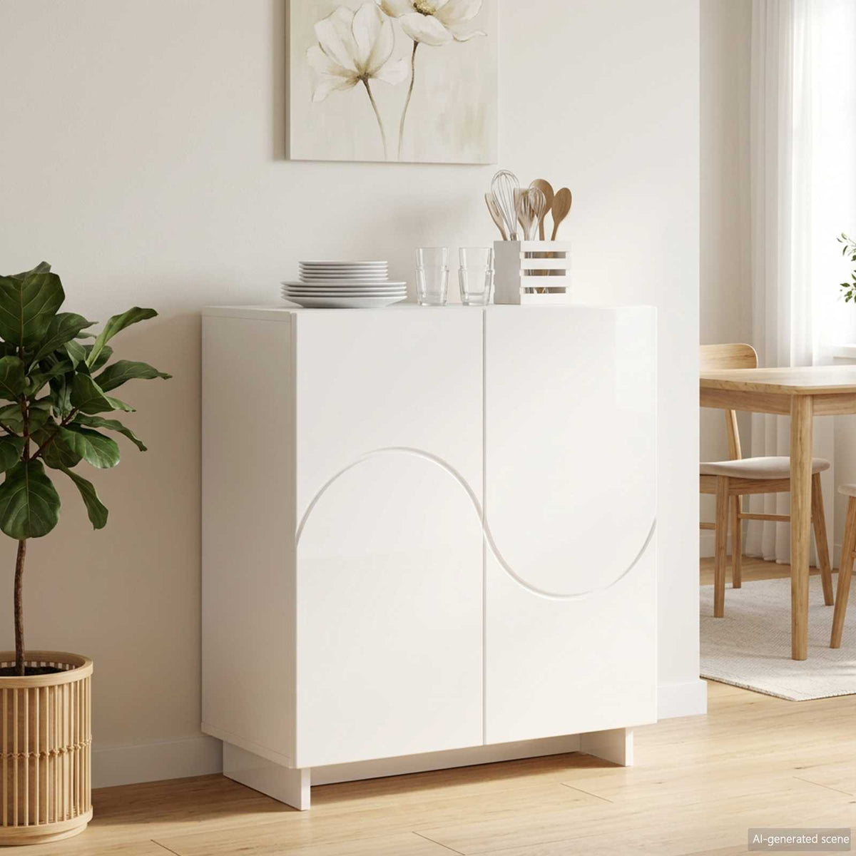 vidaXL Komoda Biały wysoki połysk 67 x 34,5 x 75 cm