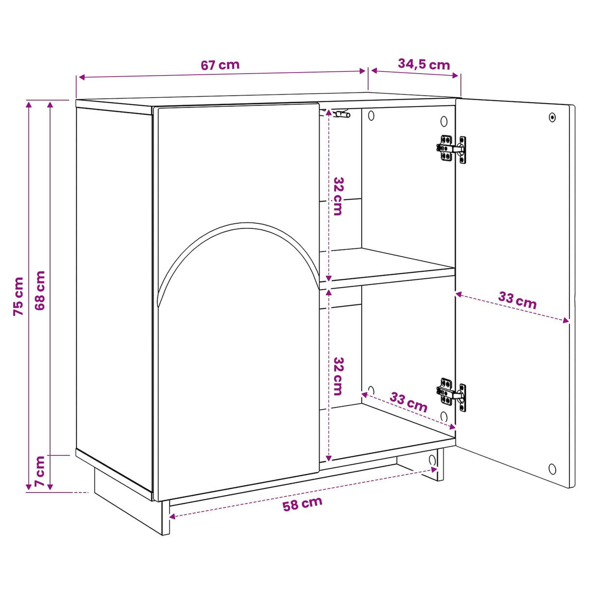 vidaXL Komoda Biały wysoki połysk 67 x 34,5 x 75 cm