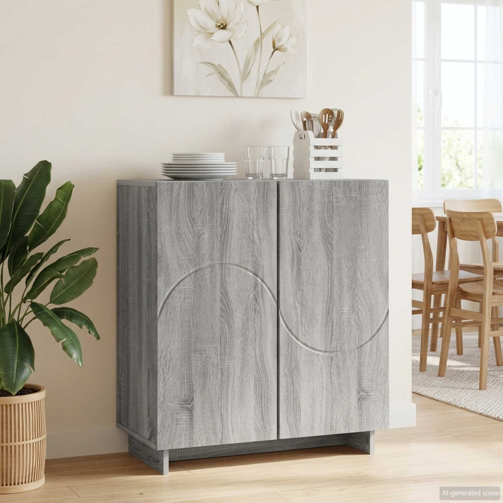 vidaXL Komoda Szary Sonoma 67 x 34,5 x 75 cm Materiał drewnopochodny