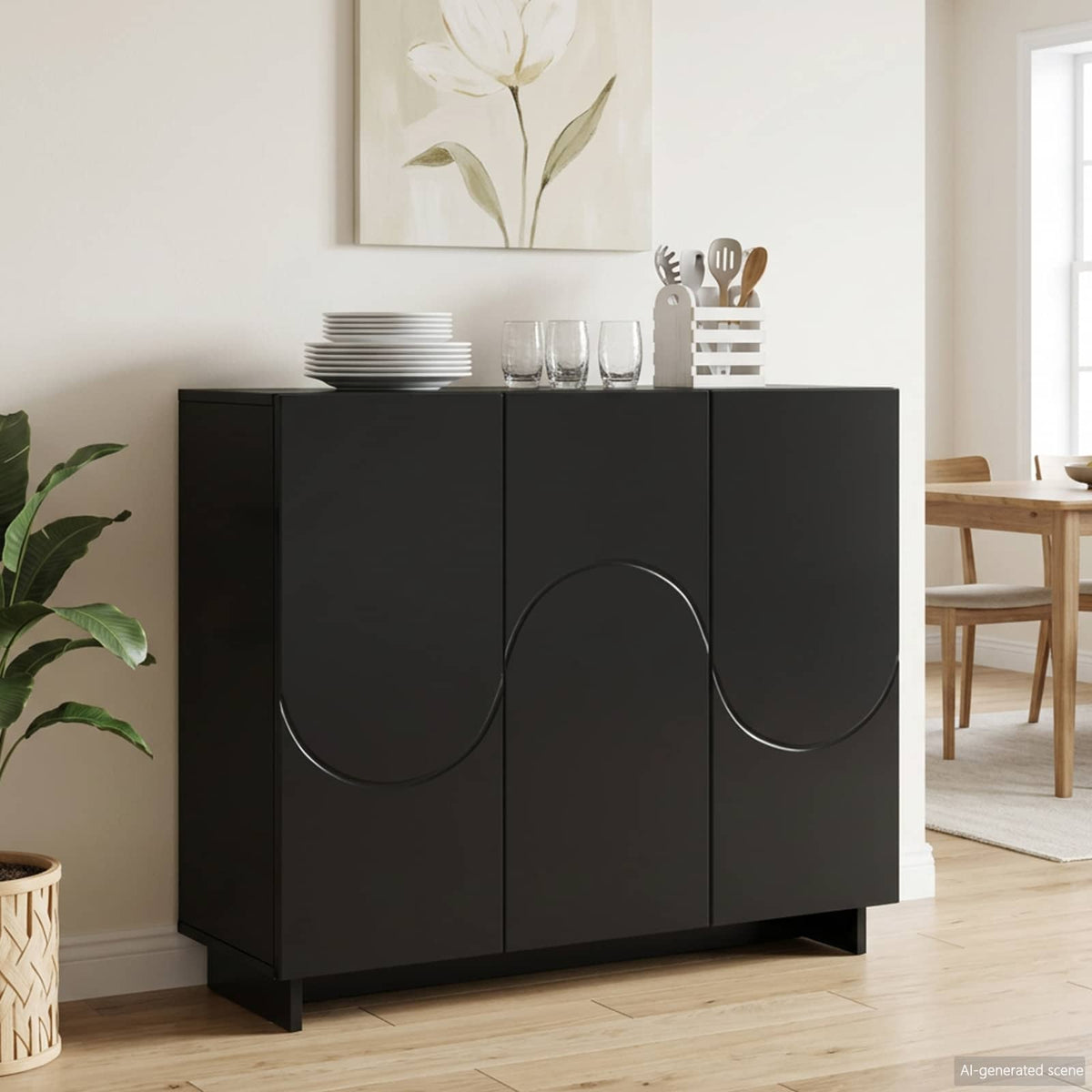 vidaXL Bufet Czarny 85,5 x 31 x 75 cm Materiał drewnopochodny