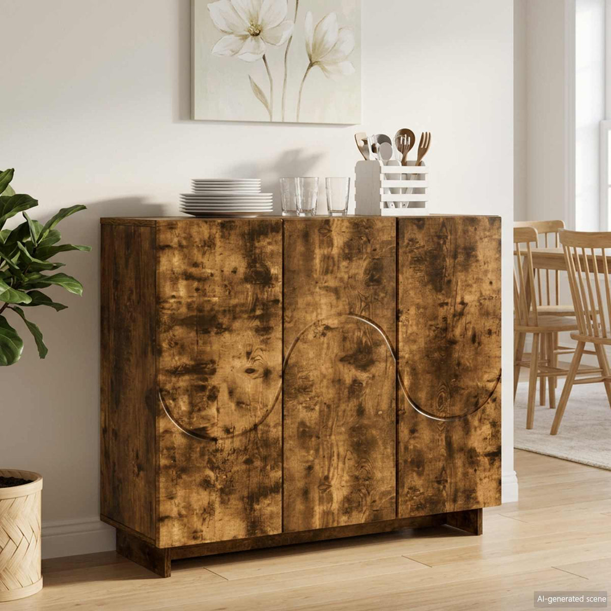 vidaXL Bufet Dąb wędzony 85,5 x 31 x 75 cm Materiał drewnopochodny