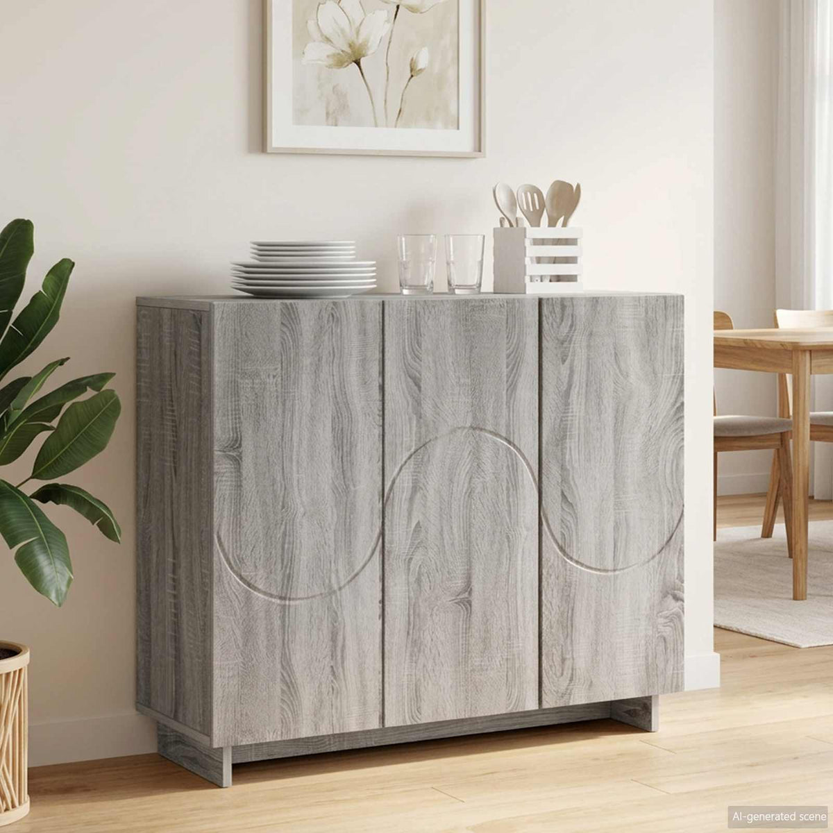 vidaXL Bufet Szary Sonoma 85,5 x 31 x 75 cm Materiał drewnopochodny