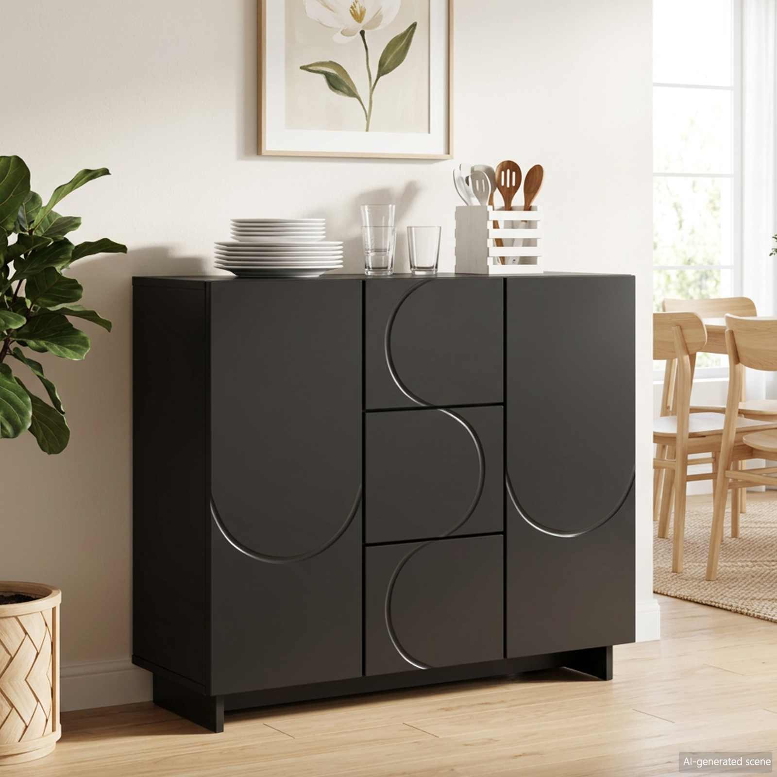 vidaXL Bufet Czarny 85,5 x 31 x 75 cm Drewno inżynieryjne
