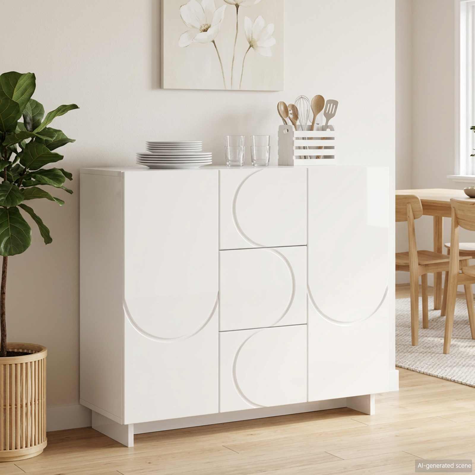 vidaXL Bufet Biały wysoki połysk 85,5 x 31 x 75 cm Drewno inżynieryjne