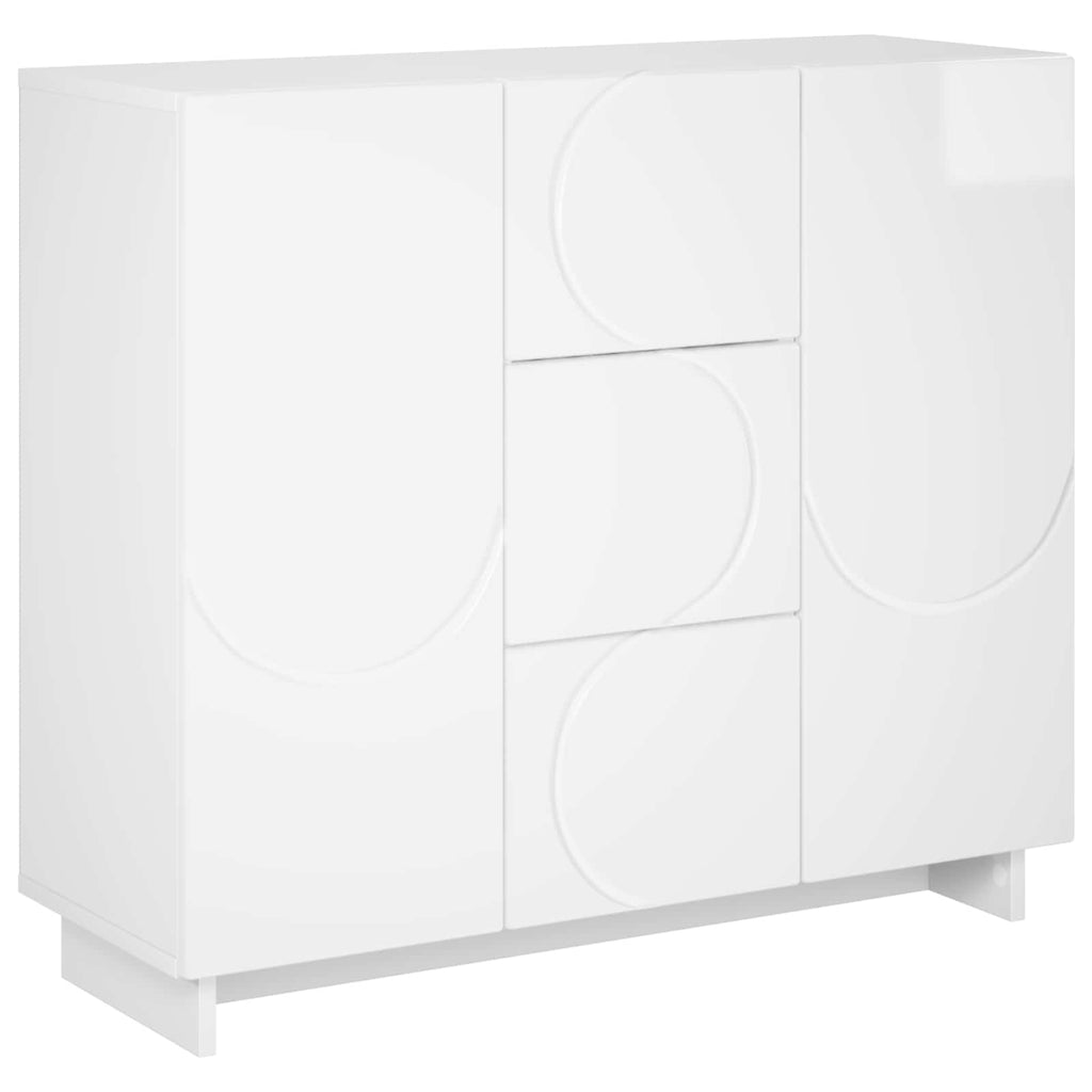 vidaXL Bufet Biały wysoki połysk 85,5 x 31 x 75 cm Drewno inżynieryjne