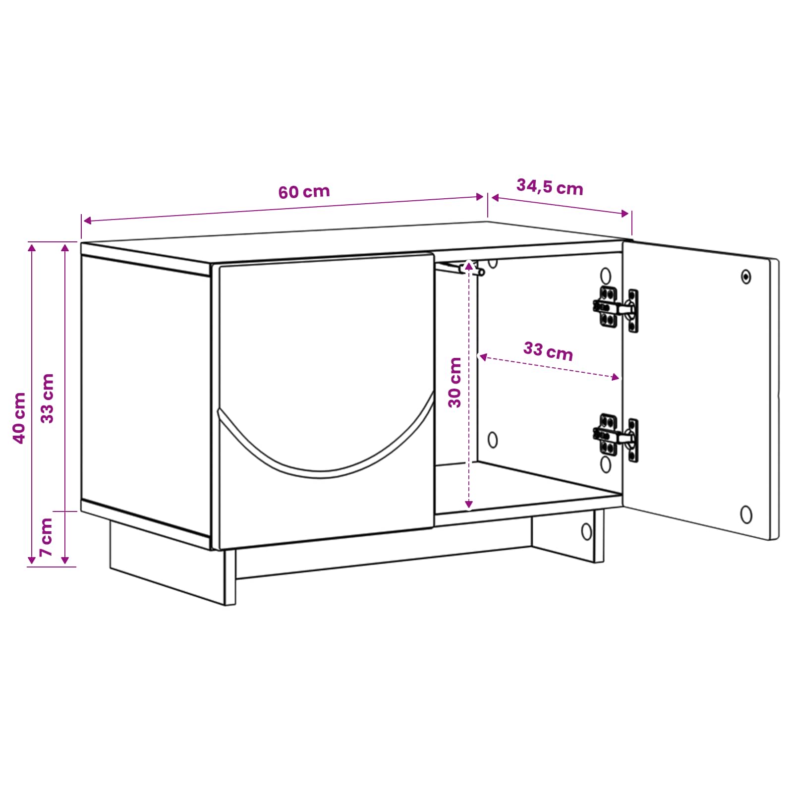 vidaXL szafka RTV 60 x 34.5 x 40 cm Biały materiał drewnopochodny