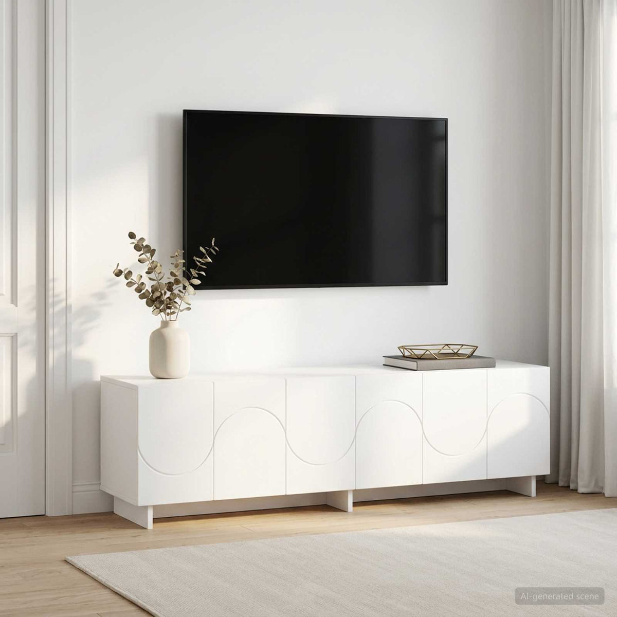 vidaXL szafka RTV 140 x 34,5 x 40 cm Biały materiał drewnopochodny