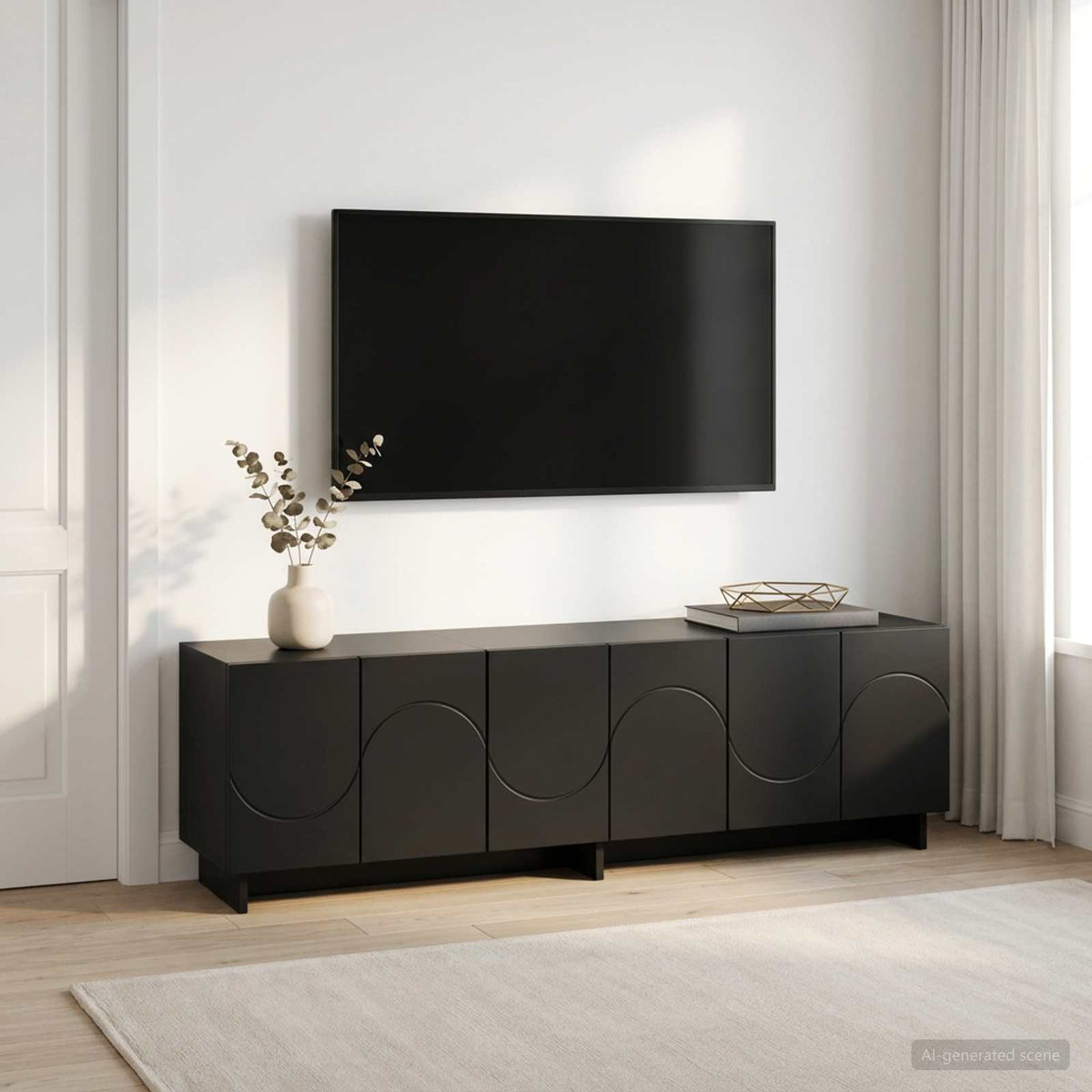 vidaXL szafka RTV 140 x 34,5 x 40 cm Czarny materiał drewnopochodny