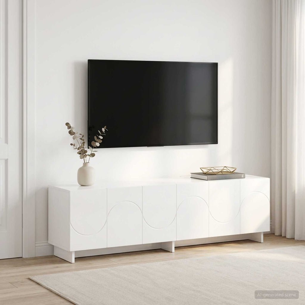 vidaXL szafka RTV 140 x 34,5 x 40 cm Biały wysoki połysk