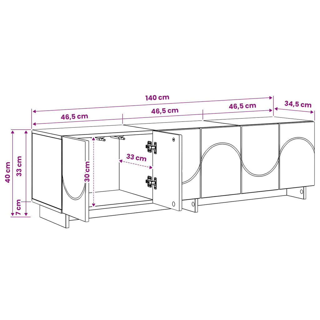vidaXL szafka RTV 140 x 34,5 x 40 cm Szary Sonoma