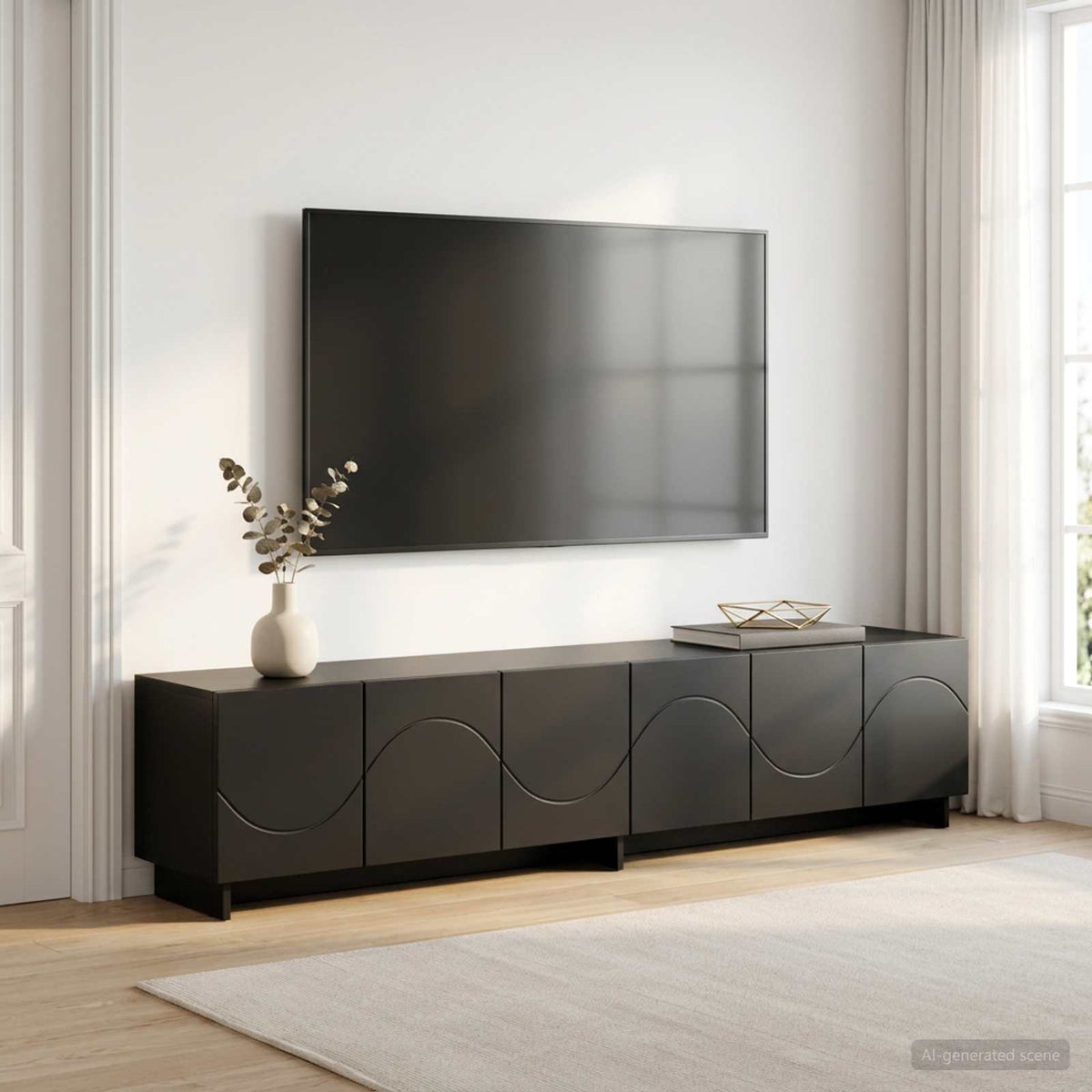 vidaXL szafka RTV 180 x 34,5 x 40 cm Czarny materiał drewnopochodny