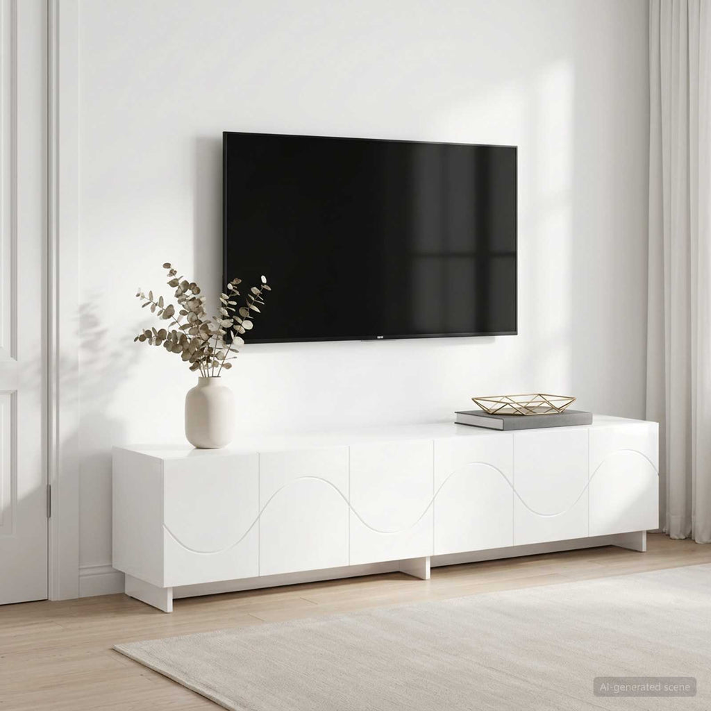 vidaXL szafka RTV 180 x 34,5 x 40 cm Biały wysoki połysk