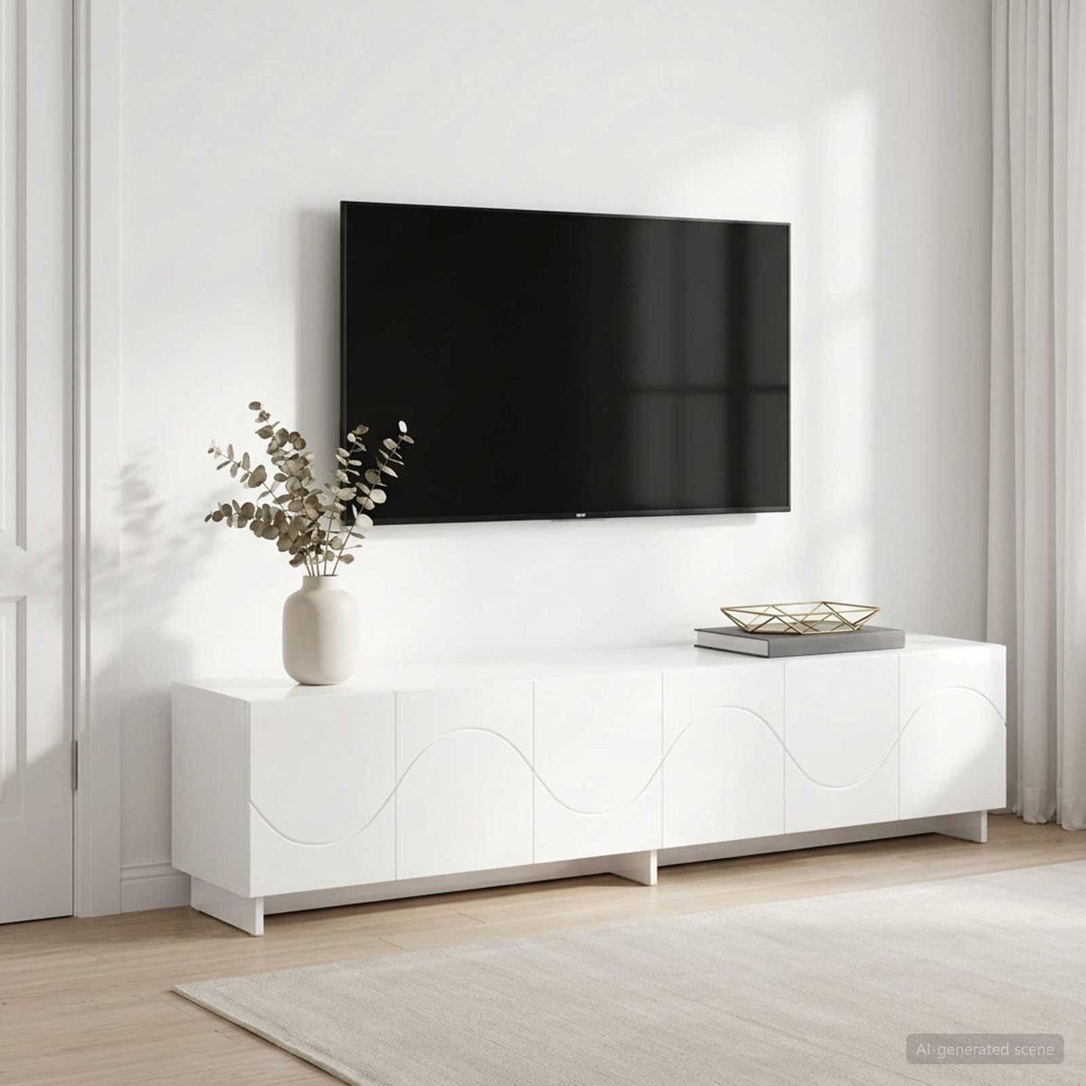vidaXL szafka RTV 180 x 34,5 x 40 cm Biały wysoki połysk