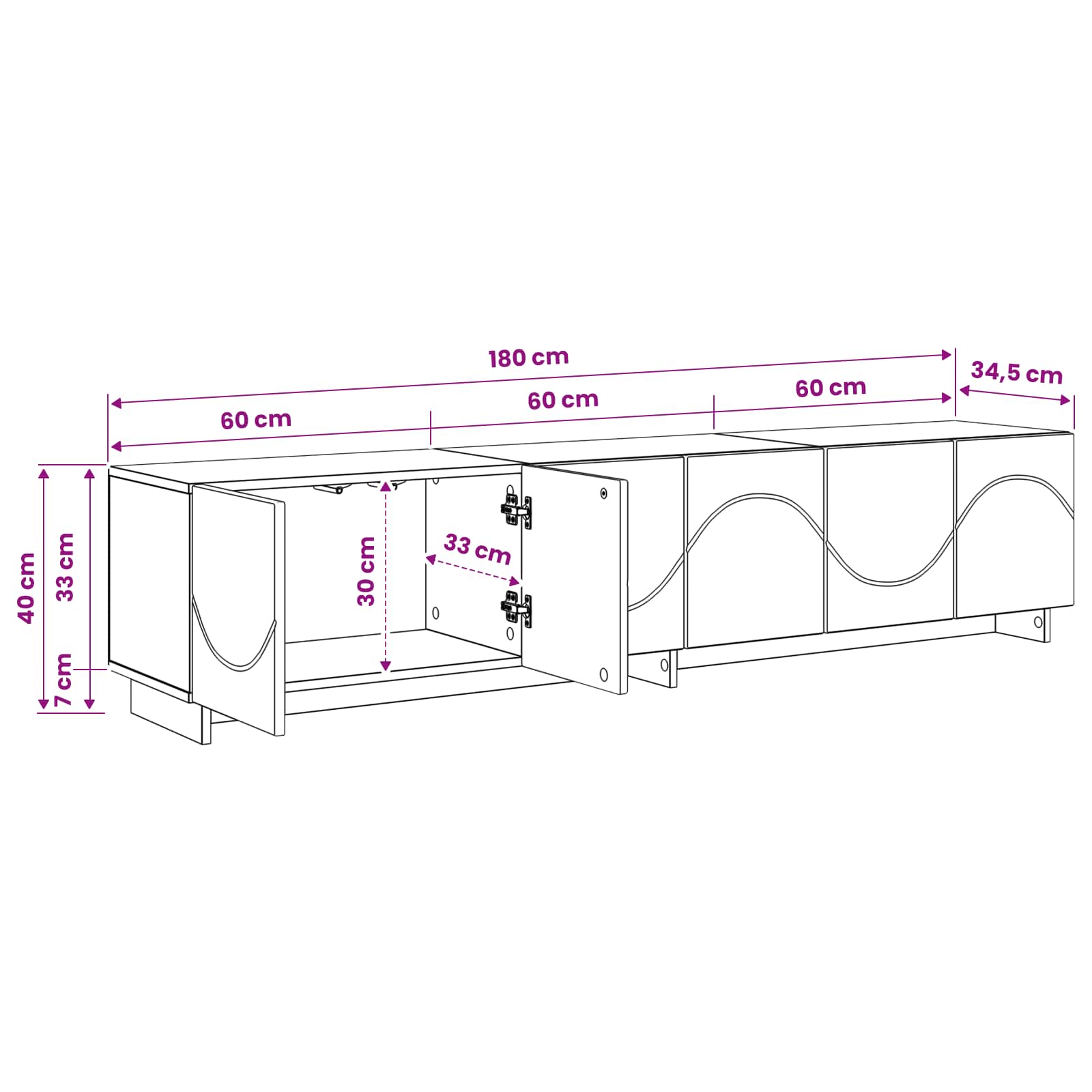 vidaXL szafka RTV 180 x 34,5 x 40 cm Dąb wędzony