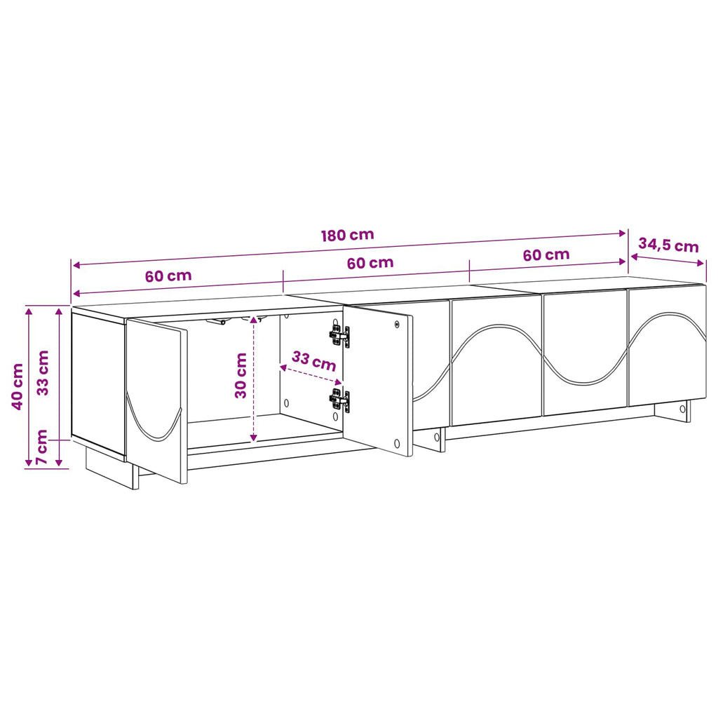 vidaXL szafka RTV 180 x 34,5 x 40 cm Szary Sonoma