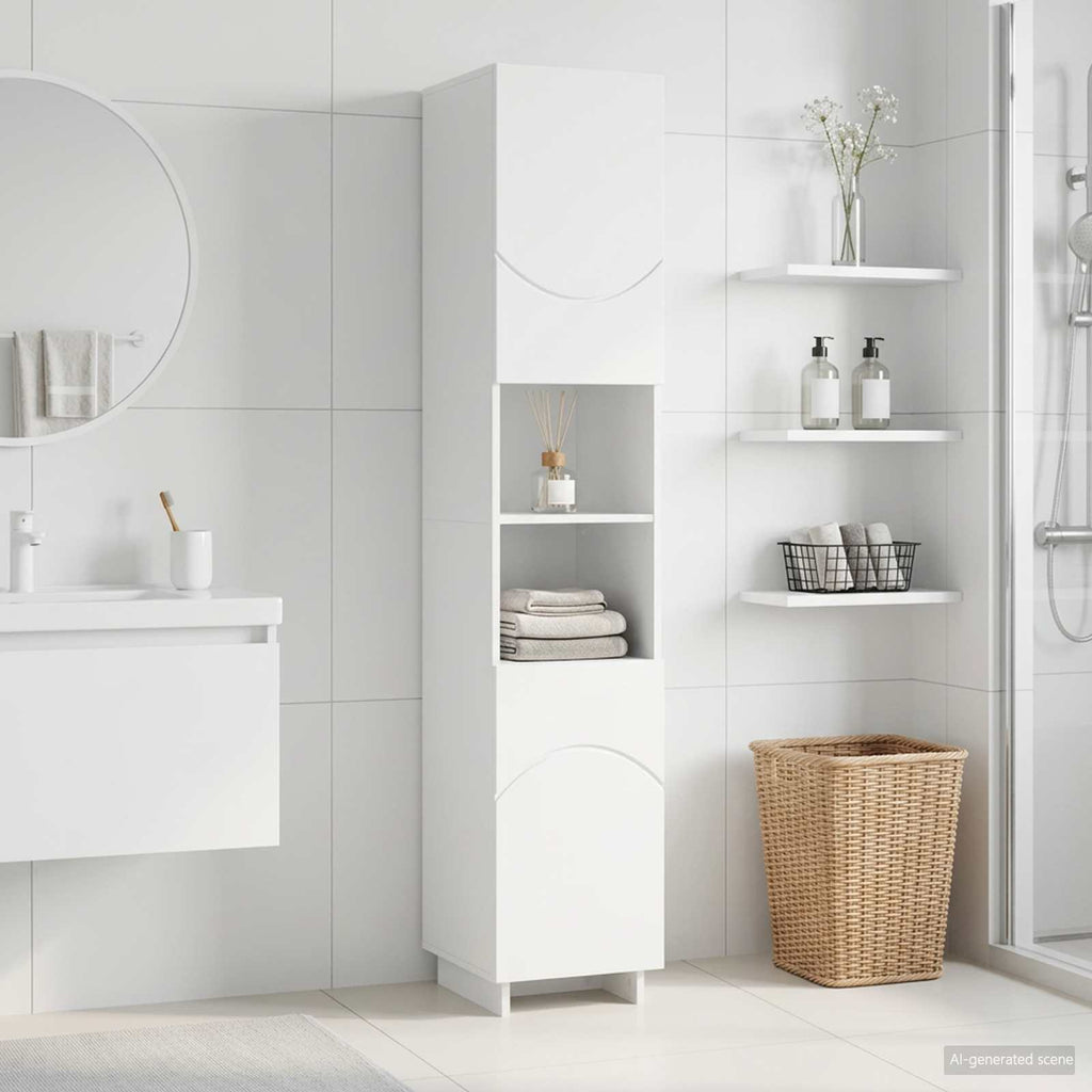 vidaXL Szafka łazienkowa Biały 36.5 x 38 x 180 cm Drewno inżynieryjne