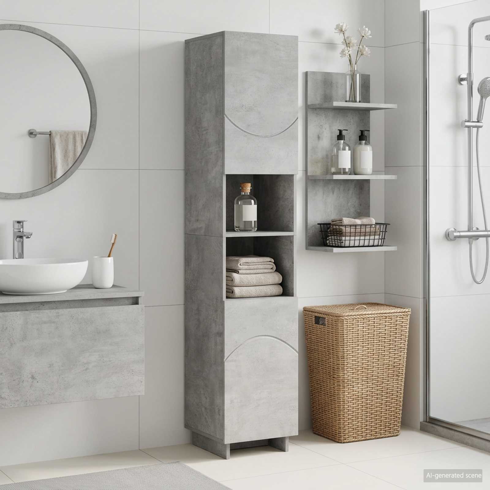 vidaXL Szafka łazienkowa Betonowy szary 36.5 x 38 x 180 cm