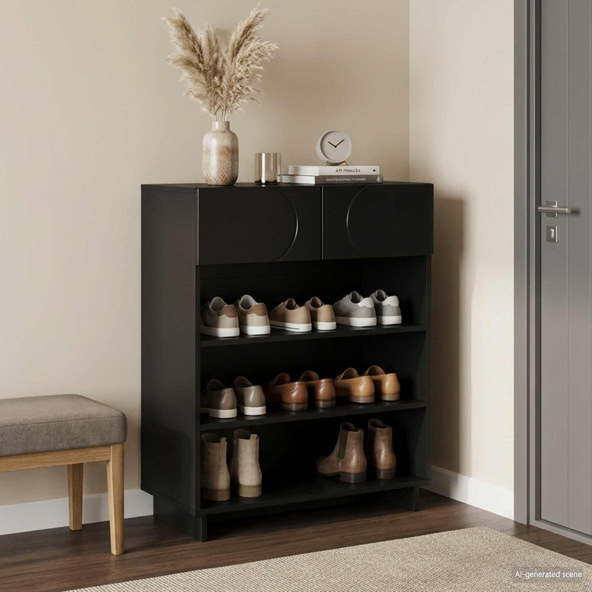 vidaXL Szafka na buty 73 x 38 x 87,5 cm Materiał drewnopochodny Czarny