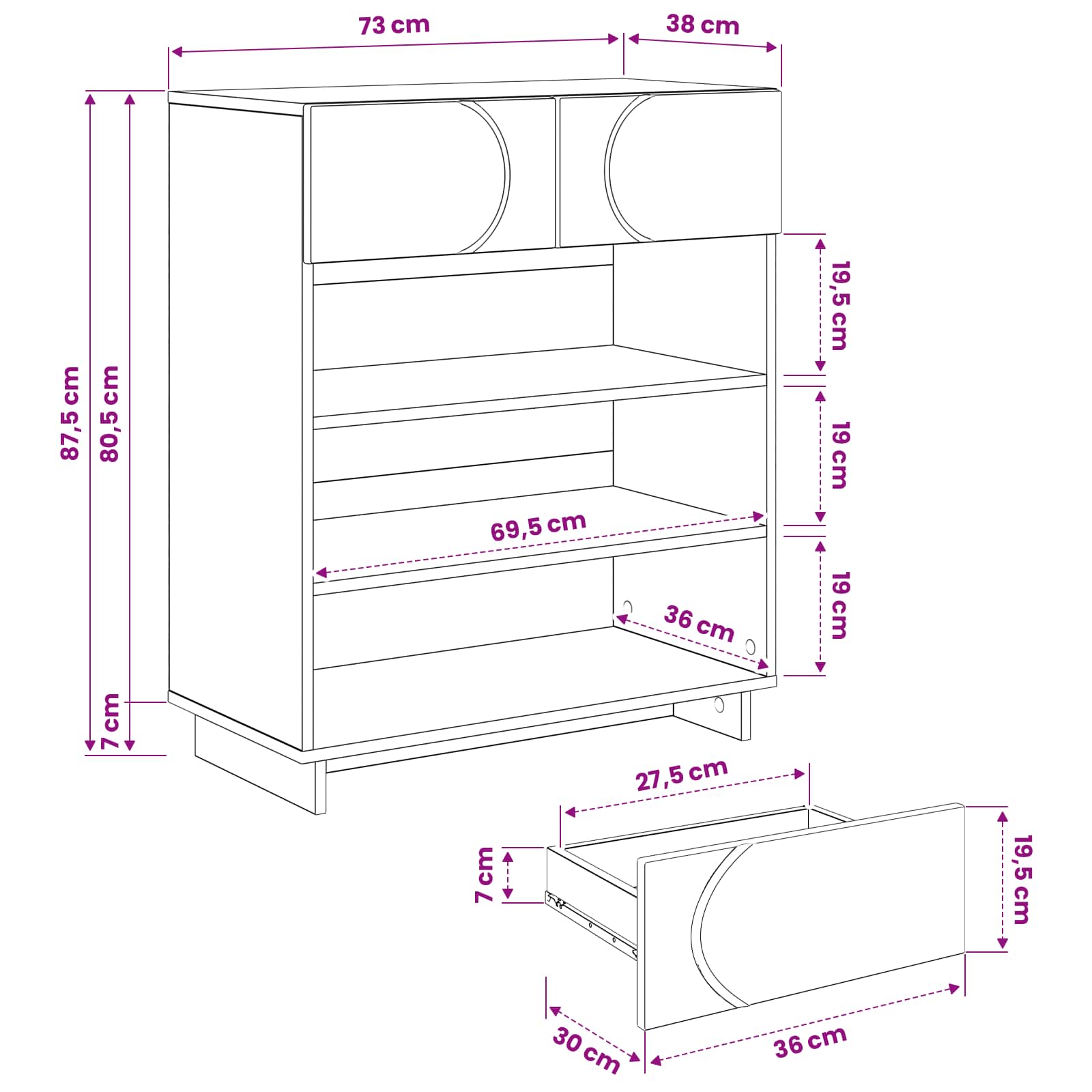 vidaXL Szafka na buty 73 x 38 x 87,5 cm Materiał drewnopochodny