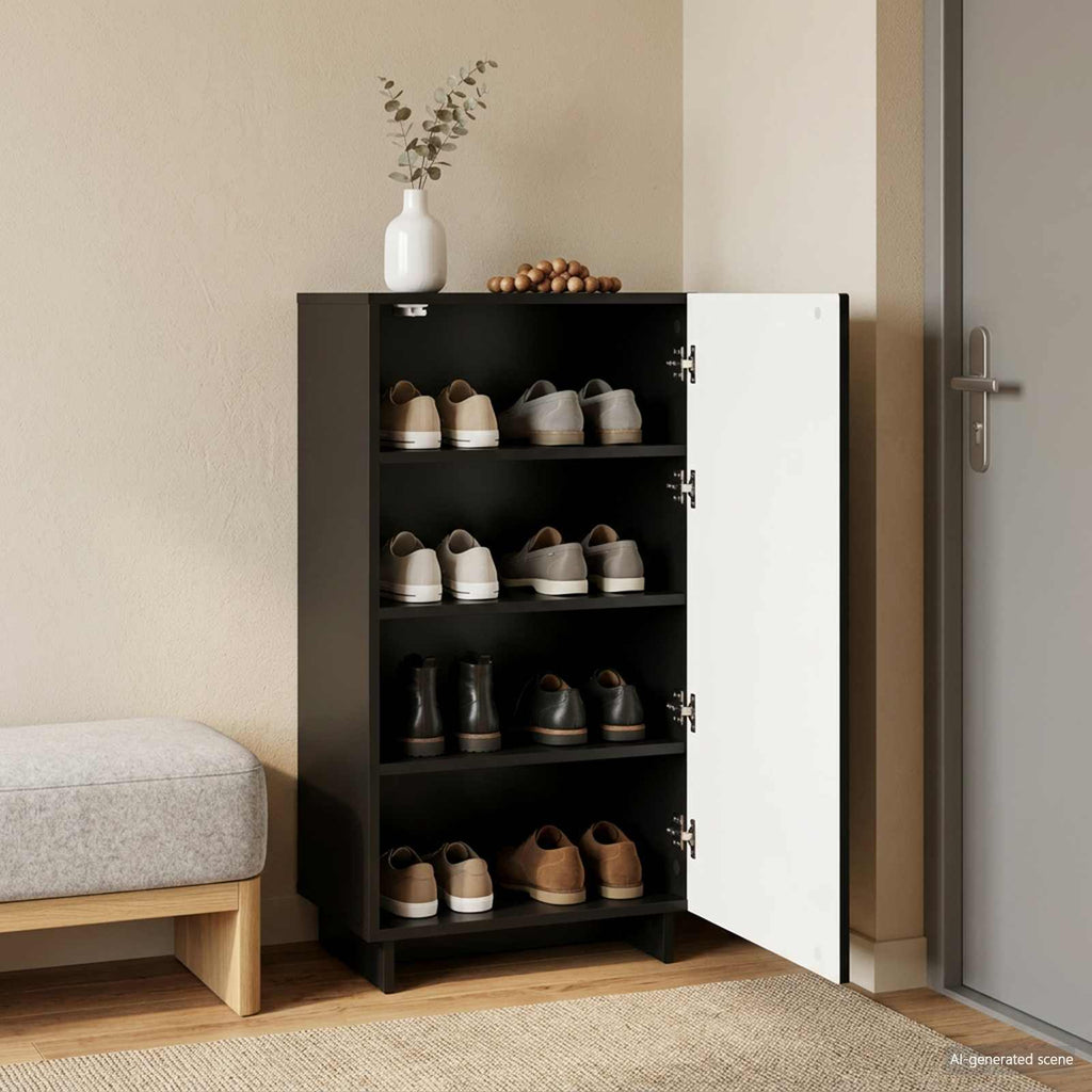 vidaXL Szafka na buty 48 x 38 x 87,5 cm Drewno inżynieryjne Czarny