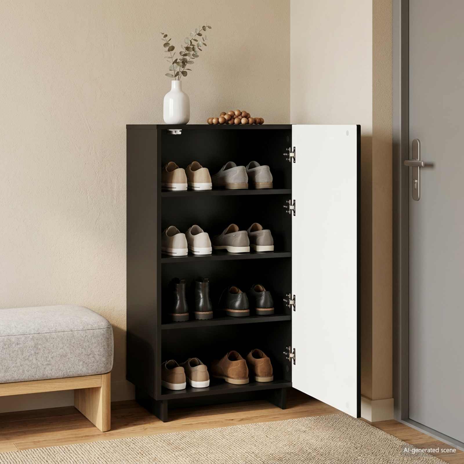 vidaXL Szafka na buty 48 x 38 x 87,5 cm Drewno inżynieryjne Czarny