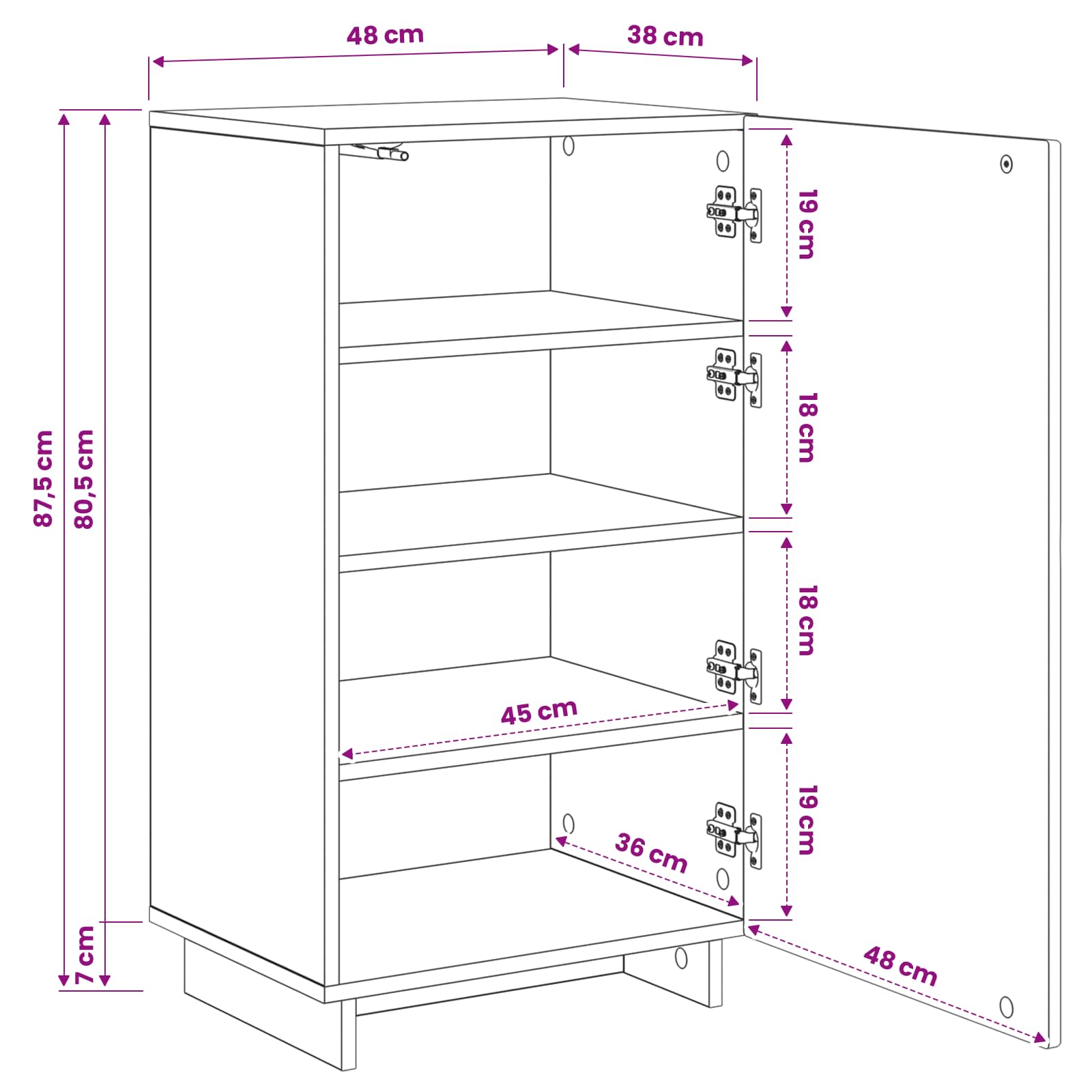 vidaXL Szafka na buty 48 x 38 x 87,5 cm Drewno inżynieryjne