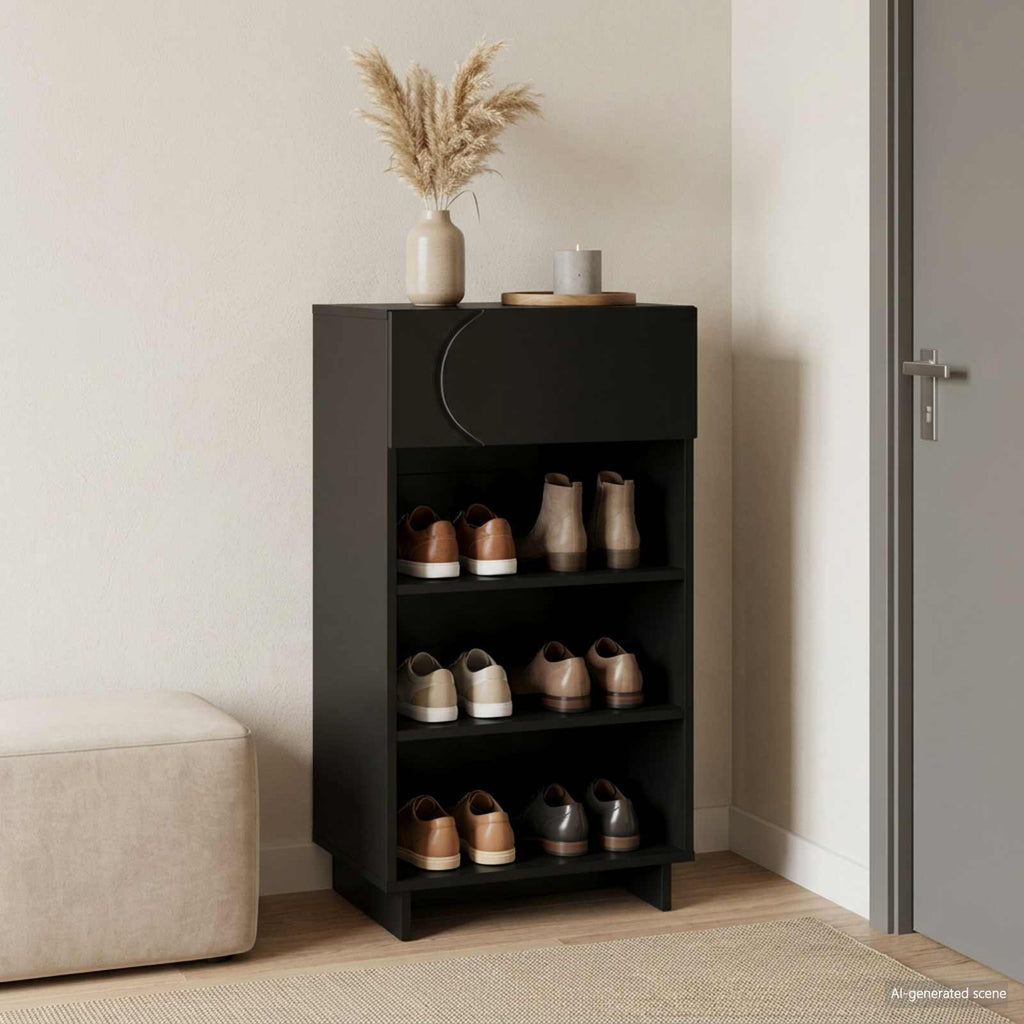 vidaXL Szafka na buty 48 x 38 x 87,5 cm Drewno inżynieryjne Czarny